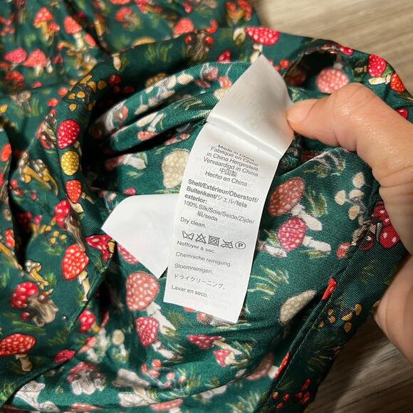 J. Crew Collection silk-twill ruffle-collar top in mushroom floral XS - Picture 6 of 8